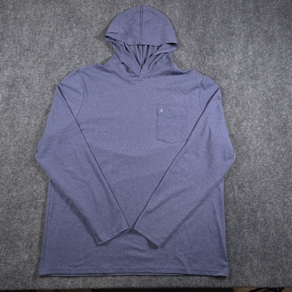 Criquet Hooded Long Sleeve Shirt Mens XL Blue Heather Pocket Pullover